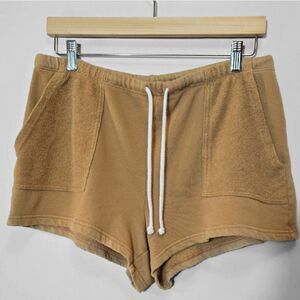 Aerie On A Roll Terry Fleece High Waisted Short‎ Size Large Tan Loungwear  Beach